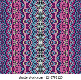 Tribal vintage abstract geometric ethnic seamless pattern ornamental. Indian striped textile design