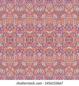 Tribal vintage abstract geometric vector ethnic seamless pattern ornamental. Indian mandala art textile design