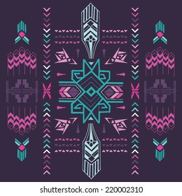 Tribal Vintage Aztec Background - hand drawn in vector