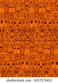 Tribal vintage ethnic background. Geometric pattern, drawing of a tribe masks. Vector illustration. Handmade.