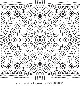 Tribal vintage ethnic seamless pattern. Aztec vector background.