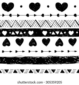Tribal vintage ethnic seamless pattern with fish. Pattern for design, scrapbook, web design.

