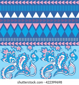 Tribal vintage ethnic seamless. Template with place for your text, you can be used for invitation card, postcard, web design, decoration for bag, clothes, fabric design,book cover, vector illustration