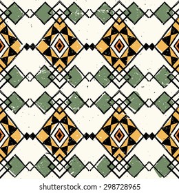 Tribal vintage ethnic seamless vector pattern. Navajo geometric retro color print. Aztec hand drawn. Hipster backdrop. Wallpaper