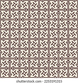 Tribal wallpaper. Seamless image. Ethnic ornament. Folk pattern. Geometric backdrop. Mosaics motif. Grid background. Digital paper. Textile print. Abstract web illustration. Vector art