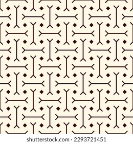 Tribal wallpaper. Seamless image. Ethnic ornament. Folk pattern. Geometric backdrop. Mosaics motif. Grid background. Digital paper. Textile print. Abstract web illustration. Vector work.