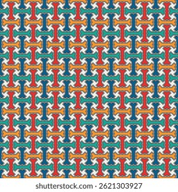 Papel de parede tribal. Imagem perfeita. Ornamento étnico. Padrão popular. Fundo geométrico. Mosaicos. Fundo da grade. Papel digital. Impressão têxtil abstrata. Ilustração do design da Web. Trabalho vetorial.