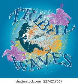 Tribal waves surfer evolution flowers