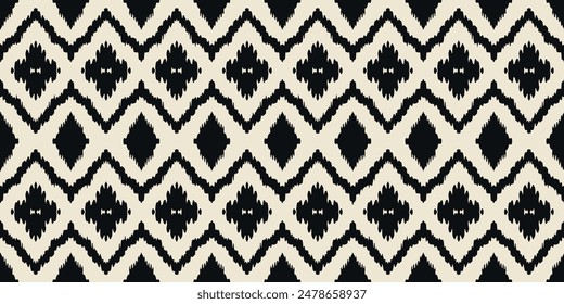 Tribal blanco negro malla diamante , Etnia botánica dibujo colorido hermoso textil ornamental oge infinito ornamento sin fisuras de moda patrón sin fin ilustración raya Vector impresión 