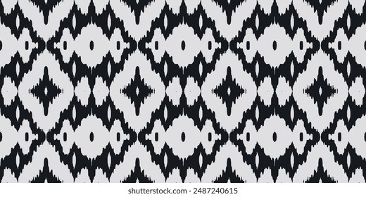 Tribal blanco negro malla diamante , Etnia botánica dibujo colorido hermoso textil ornamental oge infinito ornamento sin fisuras de moda patrón sin fin ilustración raya Vector impresión 