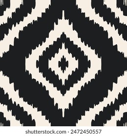 Espejo de costura negro blanco tribal, dibujo colorido de moda botánica étnica hermosa textil ornamental ogee ornamento sin fin sin fisuras patrón de moda sin fin ilustración de Vector de rayas 