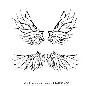 Tribal wings tattoo design vector