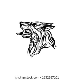 Tribal wolf head design vector art