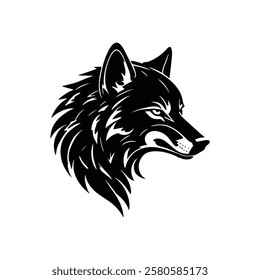 Tribal Wolf Head Logo Design Silhouette