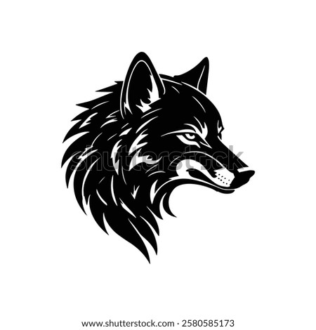 Tribal Wolf Head Logo Design Silhouette