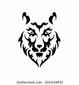 Tribal Wolf Head Logo. Tattoo Design. Stencil Vector Illustration