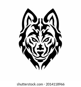 Tribal Wolf Head Logo. Tattoo Design. Stencil Vector Illustration