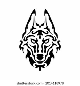 Tribal Wolf Head Logo. Tattoo Design. Stencil Vector Illustration