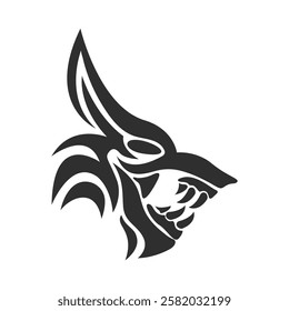 Tribal Wolf Head Logo. Tattoo Design dog and dragon. Animal Stencil Vector Illustration