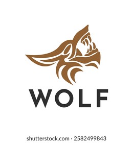 Tribal Wolf Head Logo. Tattoo Design dog and dragon. Animal Stencil Vector Illustration