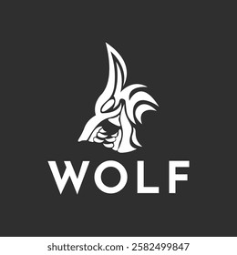 Tribal Wolf Head Logo. Tattoo Design dog and dragon. Animal Stencil Vector Illustration