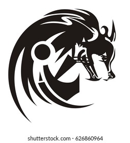 Tribal wolf head symbol. The aggressive wolf head ready for a tattoo, stickers, emblems, an engraving, an embroidery, t-shirts designs and another 