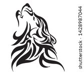 tribal wolf howl head tattoo vector isolate