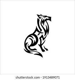 Tribal Wolf Symbol Logo. Tattoo Design. Vector Illustration.