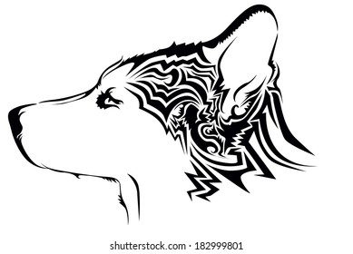 Tribal wolf tattoo