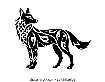 Tribal Wolf Tattoo Design - Bold Animal Art Illustration