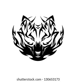 Tribal wolf tattoo - vector illustration