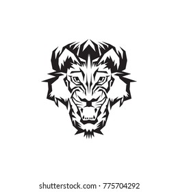 tribal wolfes head icon logo design