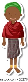 A tribal woman with African tribe outfit on white background illustration