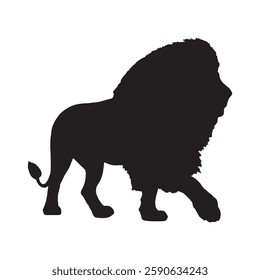 Tribal-Inspired Lion Silhouette with Sharp and Angular Lines - Lion Vector - Lion Icon
