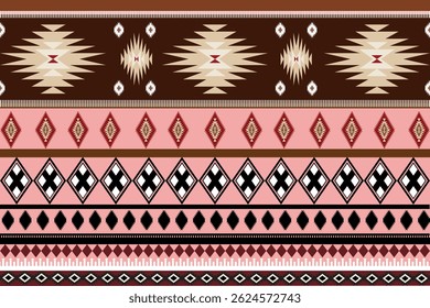 Patrón de inspiración tribal con Formas geométricas atrevidas y motivos de diamantes.