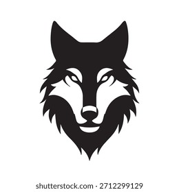 Emblema De Lobo De Inspiración Tribal Con Curvas Mínimas Simbólicas Agudas
