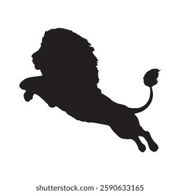 Tribal-Style Attacking Lion Silhouette with Sharp and Angular Features - Lion Vector - Lion Icon
