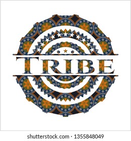 Tribe arabic style badge. Arabesque decoration.