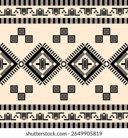 tribo Padrão contínuo geométrico asteca, Sudoeste, Navajo nativo, preto e branco moderno para impressão têxtil 300dpi