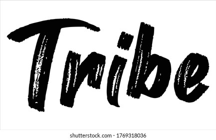 Tribe Brush Typography Hand drawn writing Black Text on White Background
