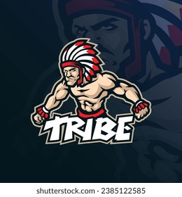 Tribe logo design vector with modern illustration concept style for badge, emblem and t shirt printing. Tribe illustration for sport and esport team.