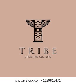 The Tribe Logo Design Vector Stock Illustration Vintage Hipster Retro of traditional