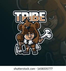 tribe mascot logo design vector with modern illustration concept style for badge, emblem and tshirt printing. little tribe illustration.