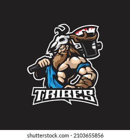 Tribe mascot logo design vector with modern illustration concept style for badge, emblem and t shirt printing. Tribe illustration for sport and esport team.