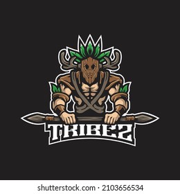 Tribe mascot logo design vector with modern illustration concept style for badge, emblem and t shirt printing. Tribe illustration for sport and esport team.