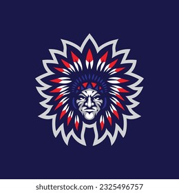 Tribe mascot logo design vector with modern illustration concept style for badge, emblem and t shirt printing. Tribe head illustration for sport and esport team.