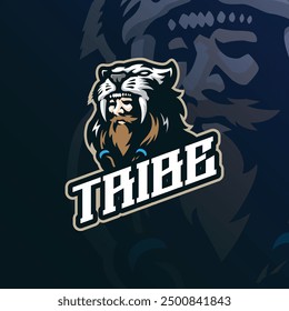 Tribe mascot logo design vector with modern illustration concept style for badge, emblem and t shirt printing. Tribe head illustration for sport and esport team.