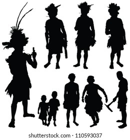 tribe people vector silhouette art illustration on white