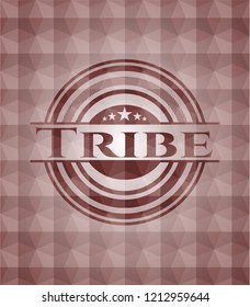 Tribe red polygonal badge. Seamless.