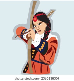 tribe traditional Drees custume Mongolian archery Girl warrior